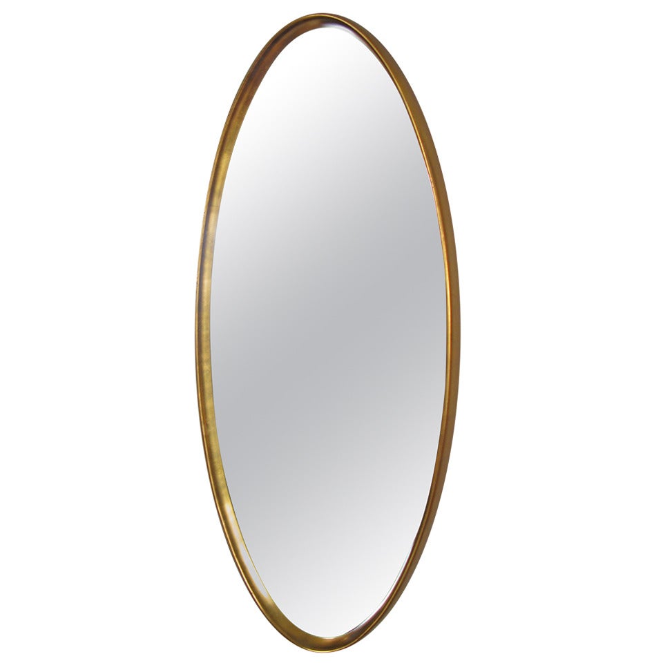 Classic Modern Gold Leaf Oval Mirror by La Barge