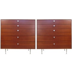 Pair of Walnut Thin Edge Chests by George Nelson for Herman Miller