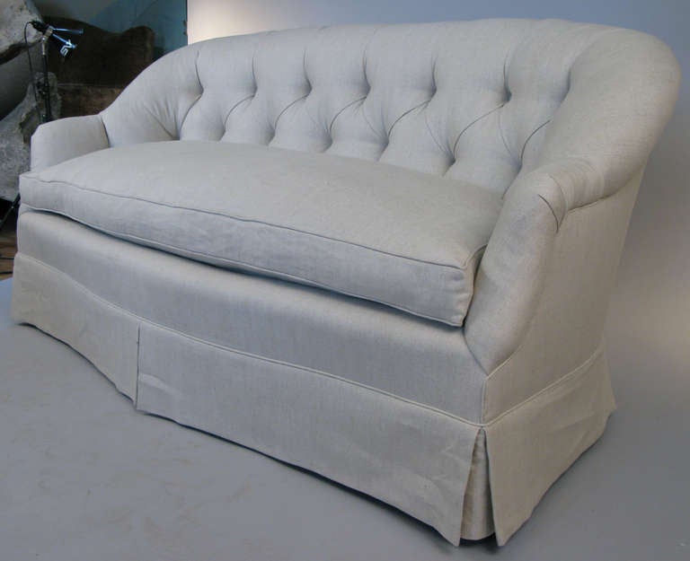 American Vintage Tufted Down and Linen Sofa