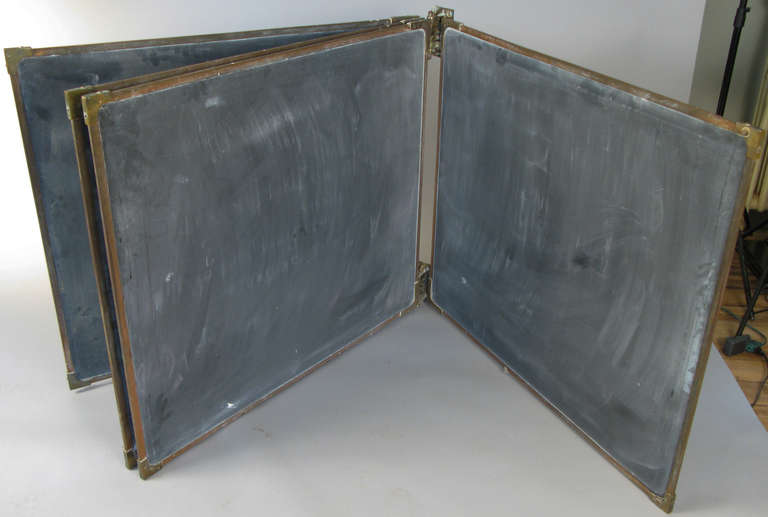 Set of Antique Slate & Bronze Chalkboards In Excellent Condition In Hudson, NY