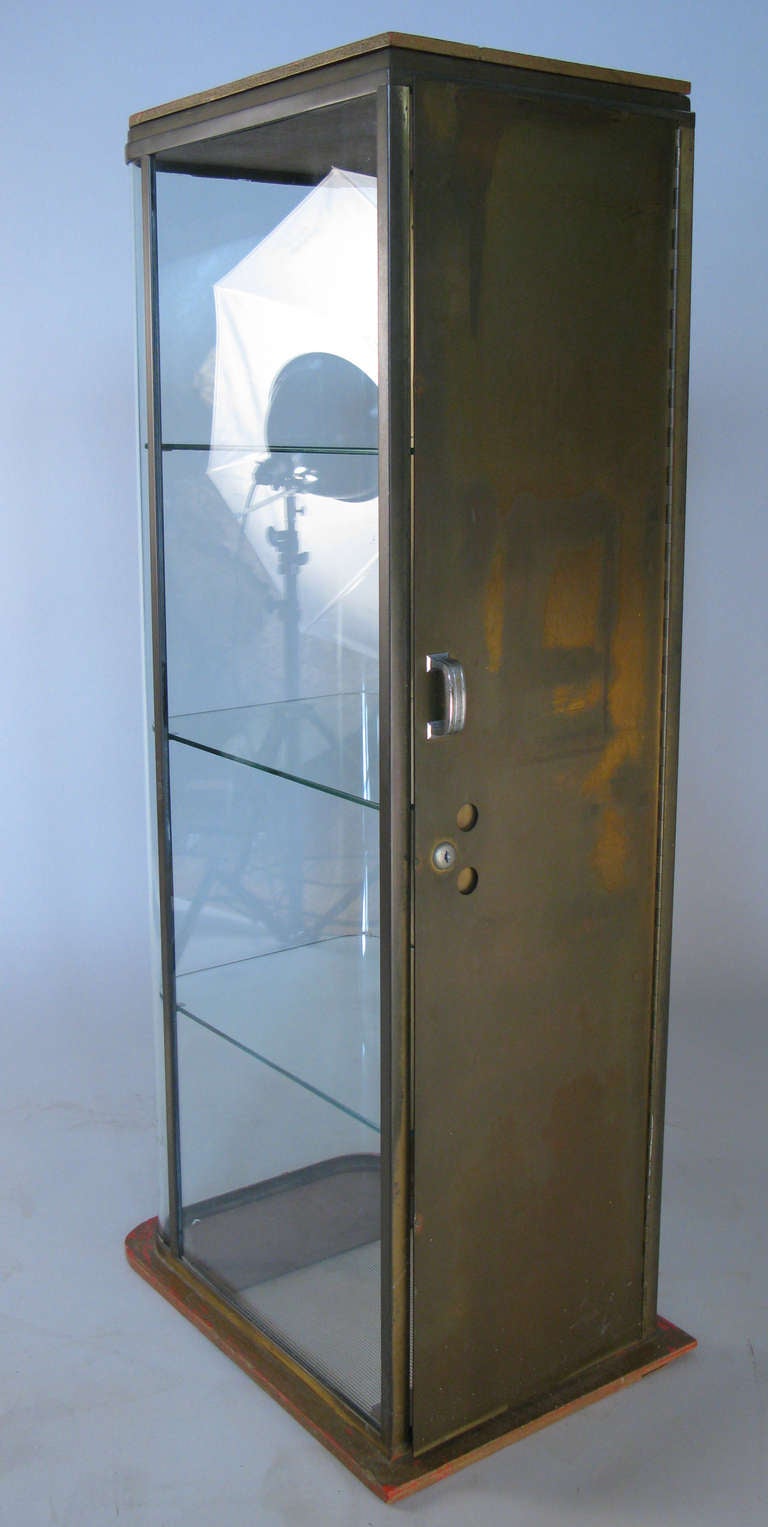Pair of 1930's Curved Glass & Brass Showcases 1