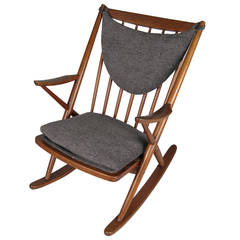 Vintage 1950s Danish Modern Teak Rocking Chair by Frank Reenskaug