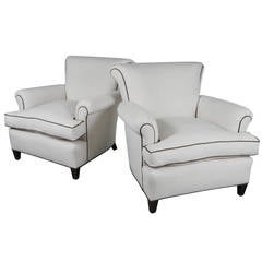 Pair of 1940s Down Filled Club Chairs