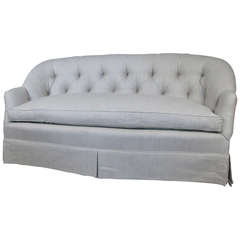 Vintage Tufted Down and Linen Sofa