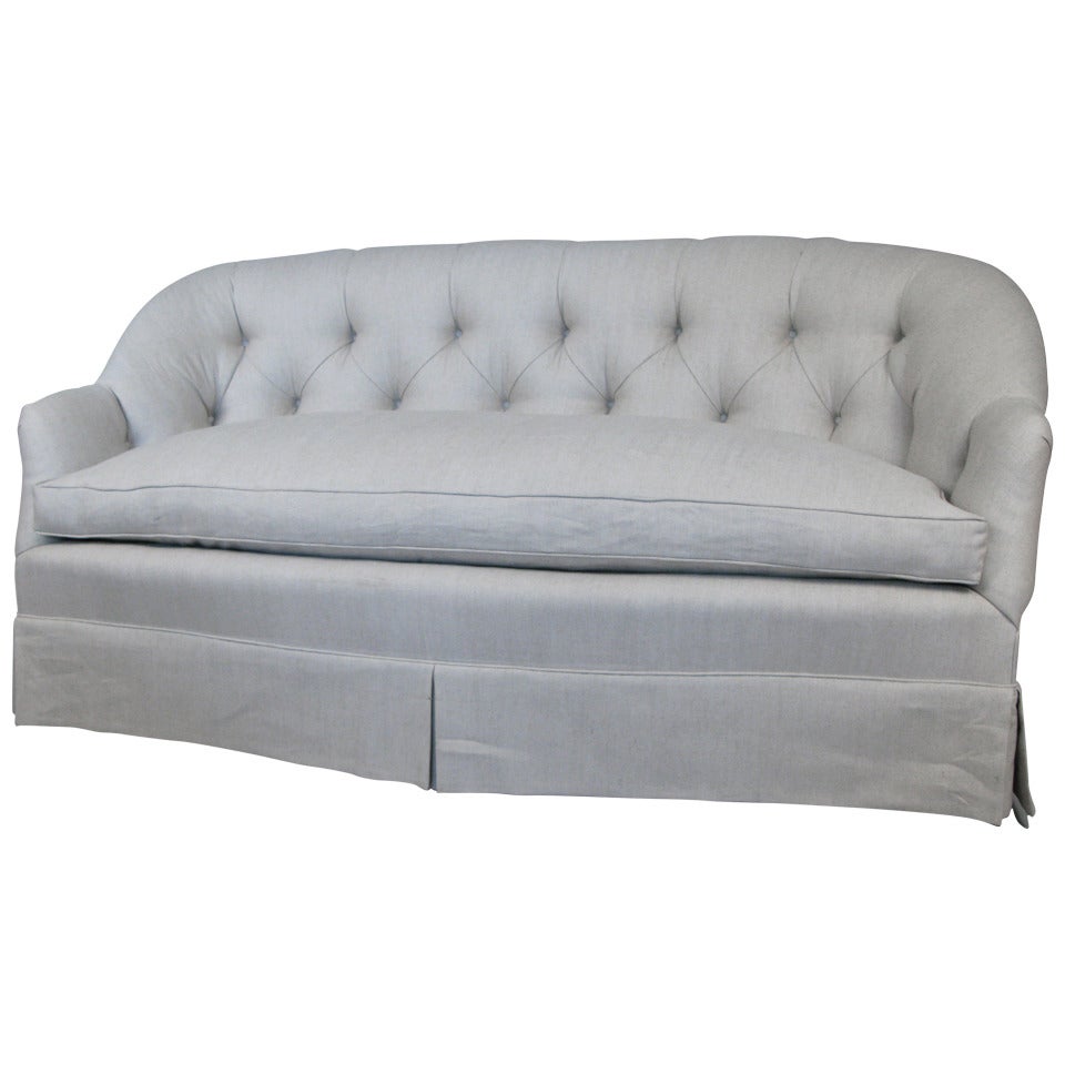 Vintage Tufted Down and Linen Sofa