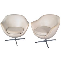 Pair of Vintage Swivel Lounge Chairs by Overman