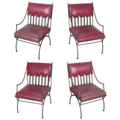 Vintage Set of Four 1940's Iron Cabana Chairs