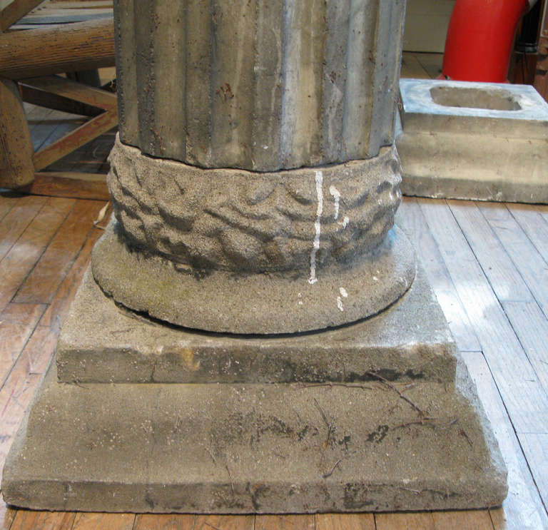 Pair of Antique Stacked Cast Stone Columns 2