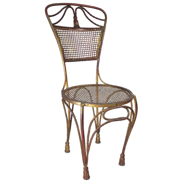 Vintage Italian Gilt Rope and Tassel Chair at 1stDibs