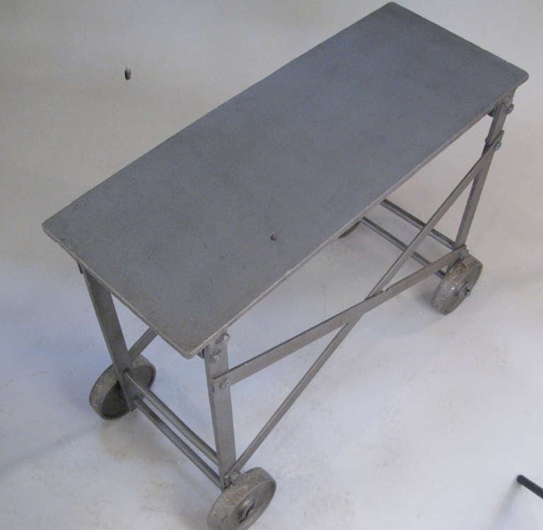 Pair of Antique Steel and Iron Rolling Tables at 1stdibs