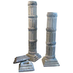 Pair of Antique Stacked Cast Stone Columns