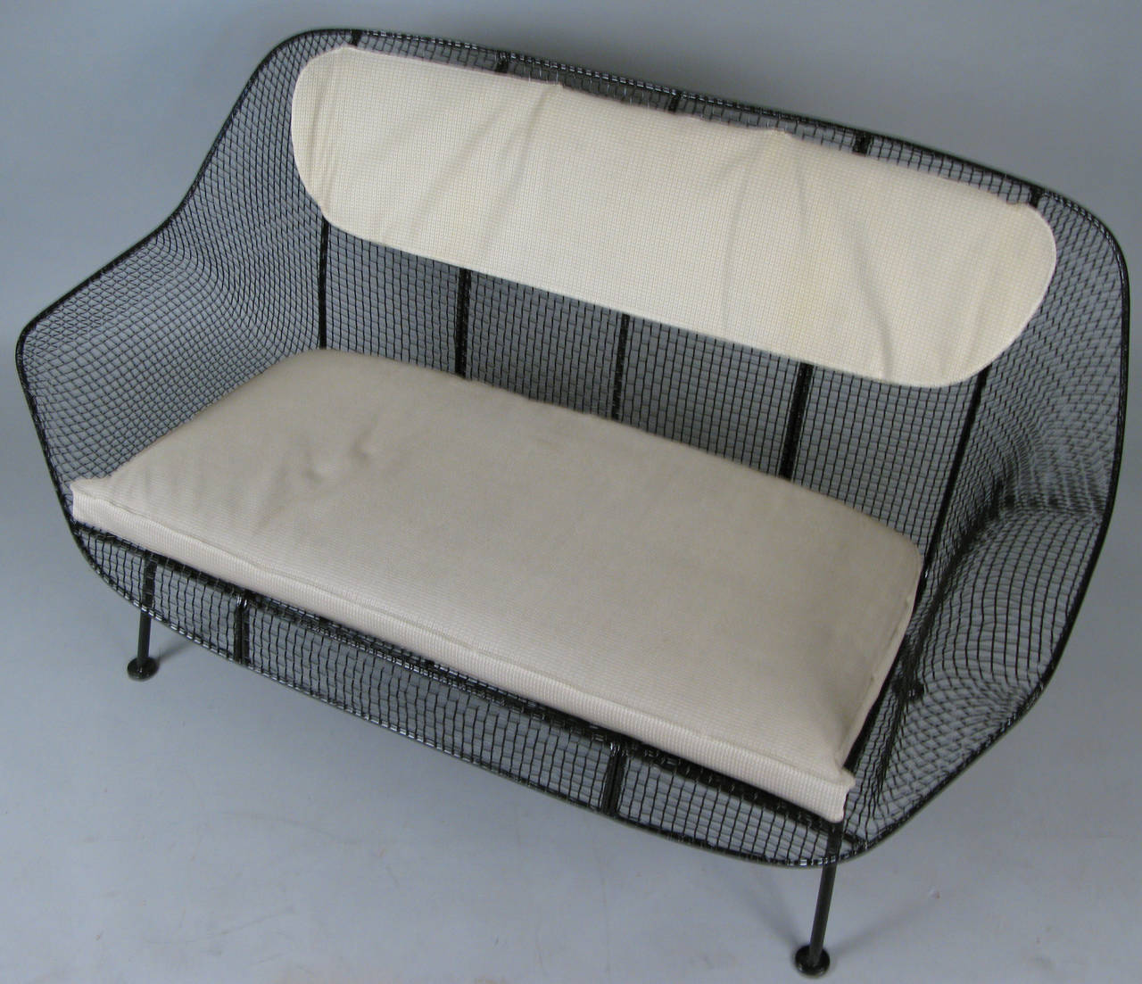 Vintage Wrought Iron Settee by Russell Woodard In Excellent Condition In Hudson, NY