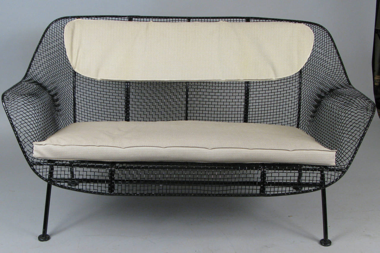 Mid-Century Modern Vintage Wrought Iron Settee by Russell Woodard