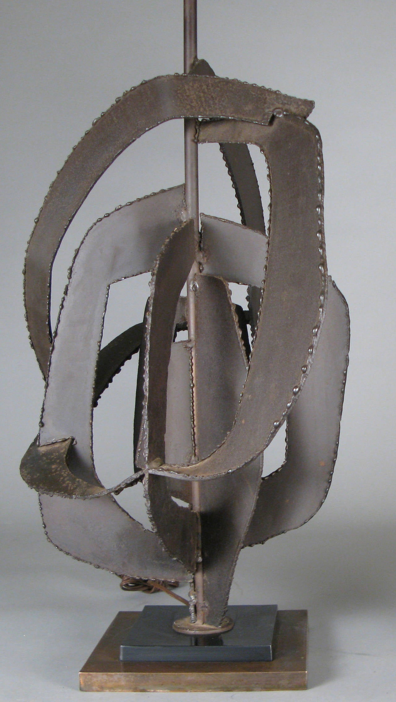 American Vintage Large Sculptural Iron and Steel Lamp by Harry Balmer