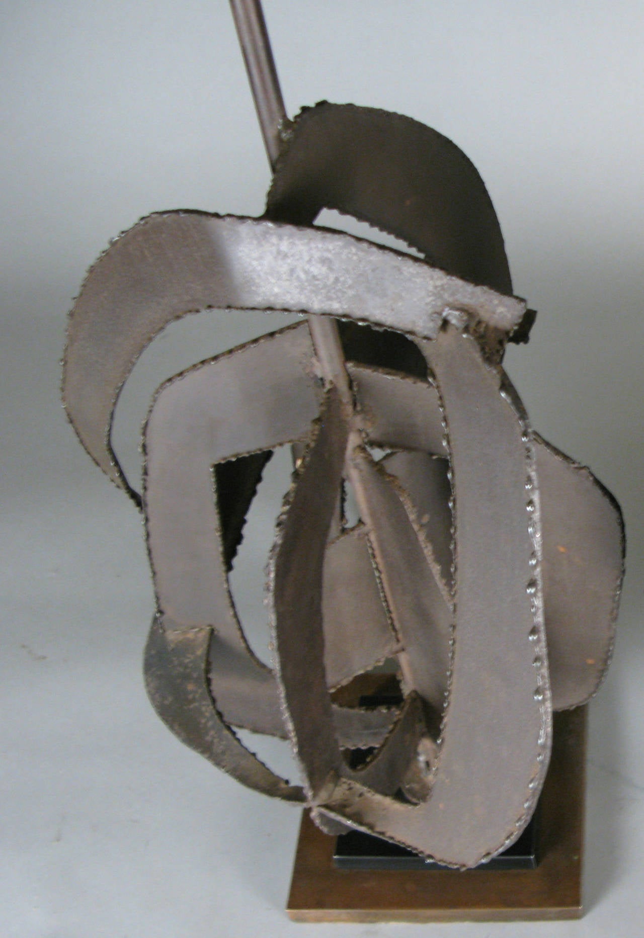 Vintage Large Sculptural Iron and Steel Lamp by Harry Balmer In Excellent Condition In Hudson, NY