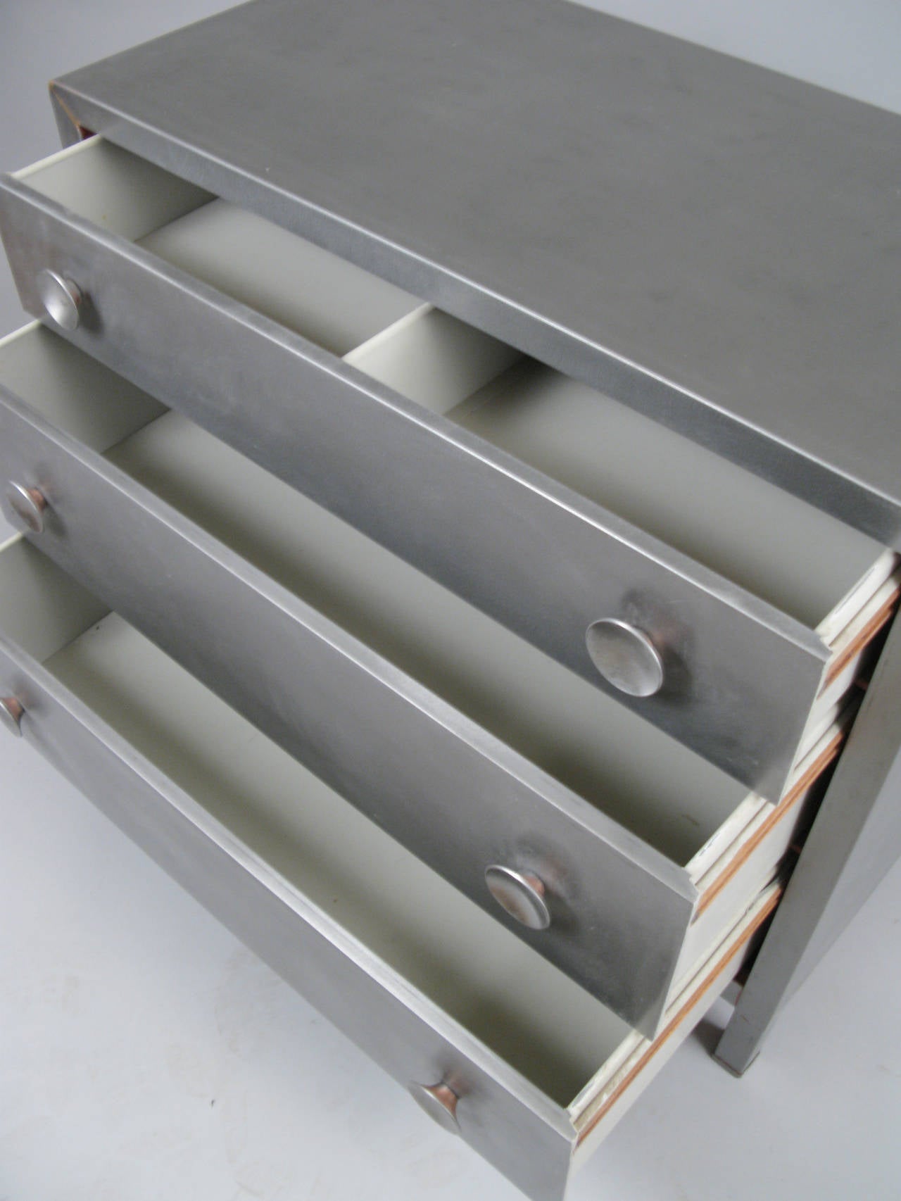 Vintage Brushed Steel Chest by Norman Bel Geddes In Excellent Condition In Hudson, NY