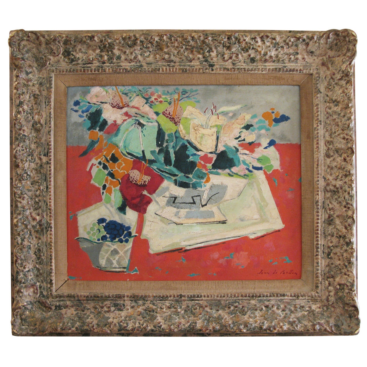 Abstract Cubist Still-Life Painting by Jean de Botton