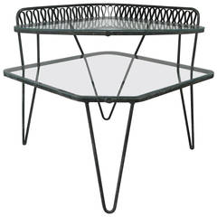 Vintage Italian Iron and Glass Table by Salterini