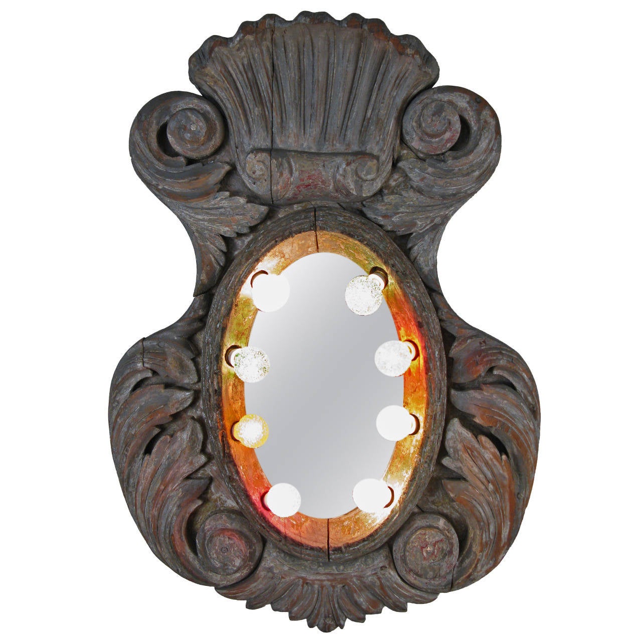 19th Century Carved and Lighted Carousel Mirror at 1stDibs