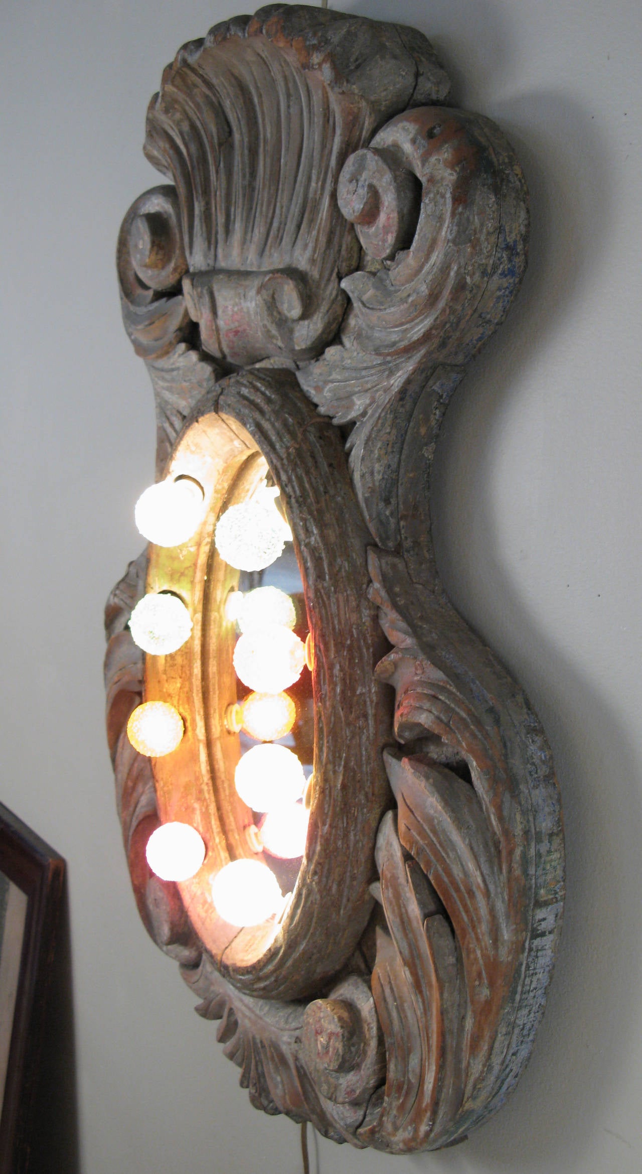 American 19th Century Carved and Lighted Carousel Mirror