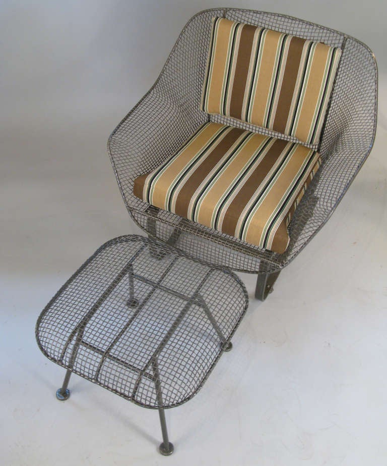 Mid-20th Century Pair of Vintage 'Sculptura' Garden Lounge Chairs & Ottomans by Russell Woodard