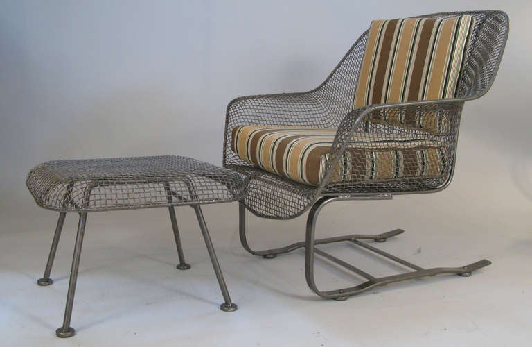 Pair of Vintage 'Sculptura' Garden Lounge Chairs & Ottomans by Russell Woodard 1