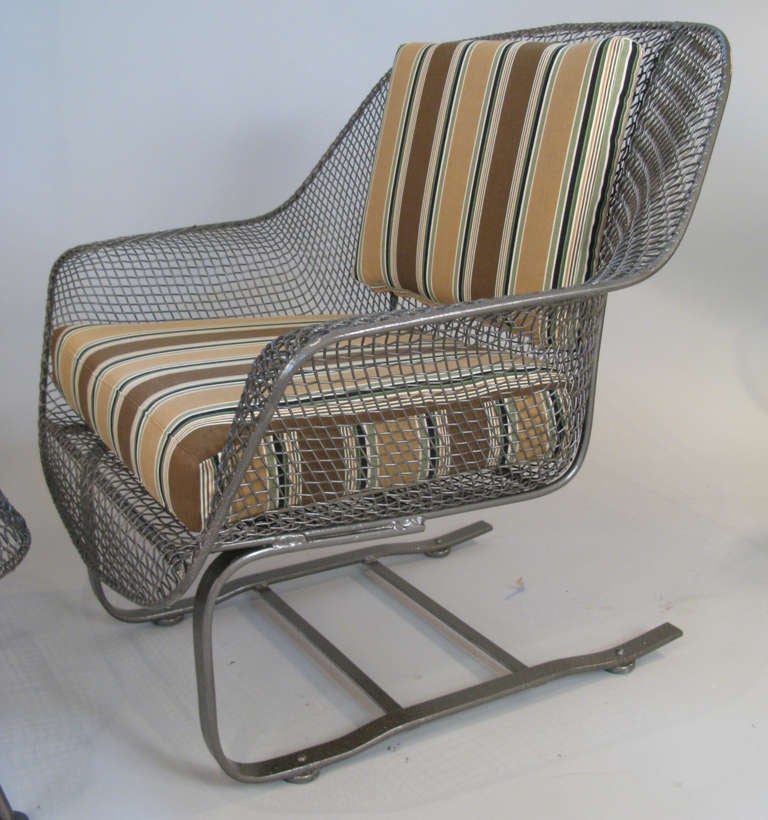 Pair of Vintage 'Sculptura' Garden Lounge Chairs & Ottomans by Russell Woodard 2