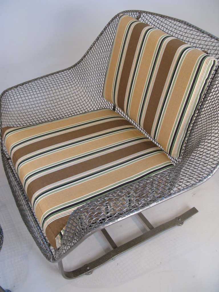 Pair of Vintage 'Sculptura' Garden Lounge Chairs & Ottomans by Russell Woodard 3