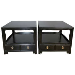 Pair of Ebonized NIghtstands by Michael Taylor for Baker