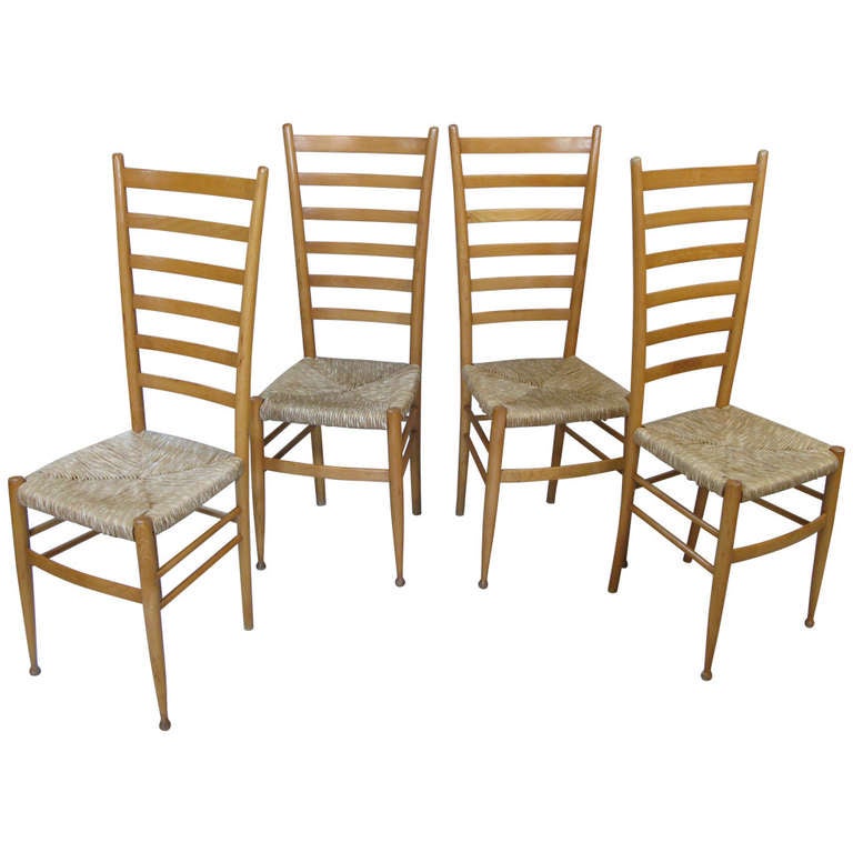 Set of Four Italian Ladder Back Chairs