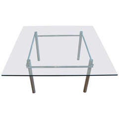Modern 1960s Italian Polished Steel and Glass Dining Table
