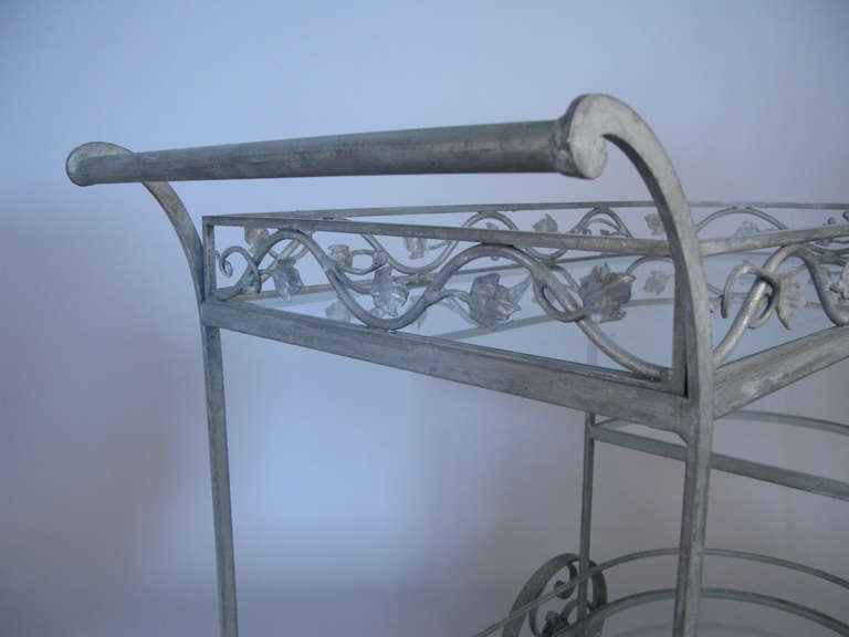 Mid-20th Century Vintage Wrought Iron Bar Cart by Woodard