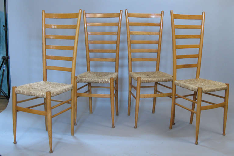Set of Four Italian Ladder Back Chairs In Good Condition In Hudson, NY