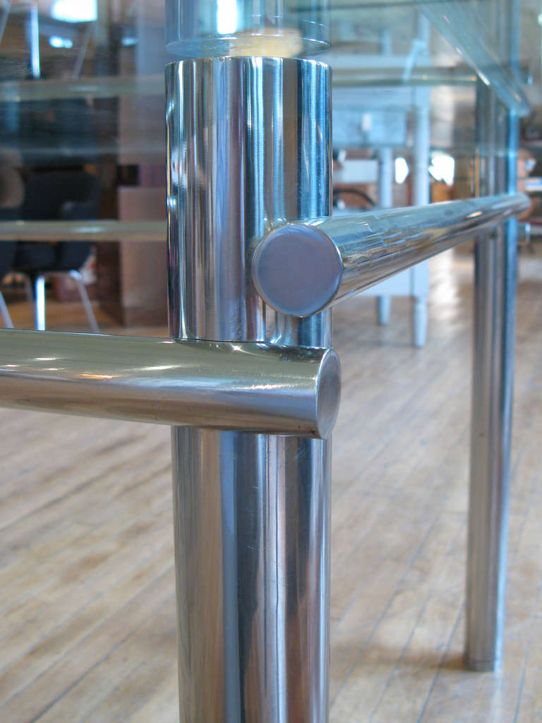 Mid-20th Century Modern 1960s Italian Polished Steel and Glass Dining Table