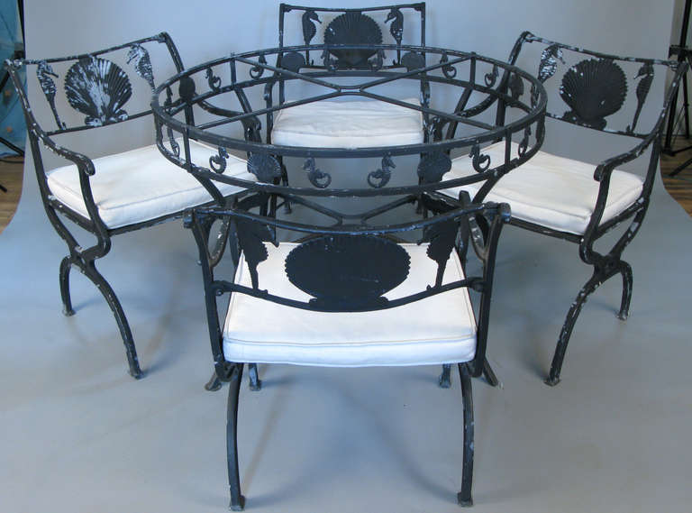 1950's Seashell & Seahorse Garden Dining Table & Chairs