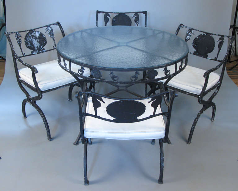 1950's Seashell and Seahorse Garden Dining Table and Chairs at 1stDibs ...