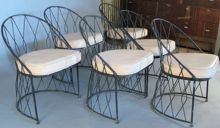 Set of 1950's Italian Wrought Iron Chairs by Salterini In Excellent Condition In Hudson, NY