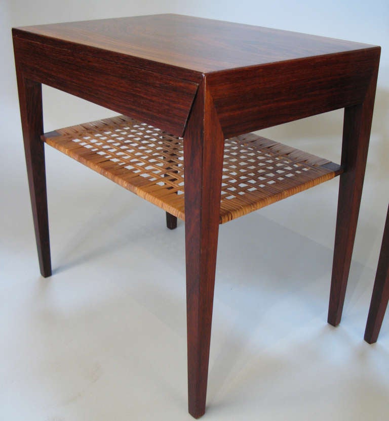 Pair of Elegant Rosewood Nightstands by Severin Hansen at 1stdibs