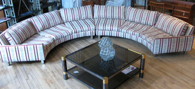 Mid-Century Modern Semi Circular Curved Sectional Sofa by Milo Baughman