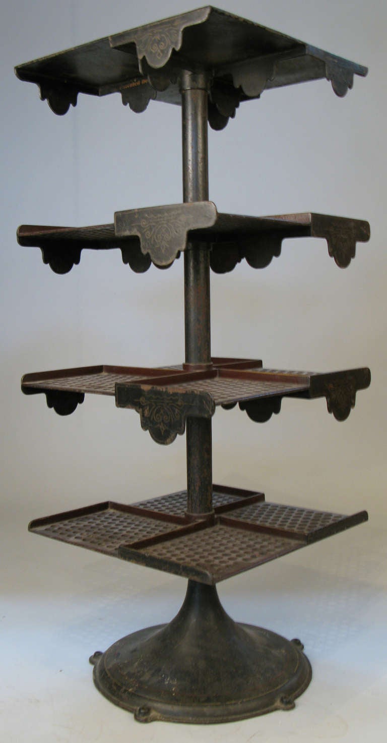 Antique Cast Iron Revolving Bookstand In Excellent Condition In Hudson, NY