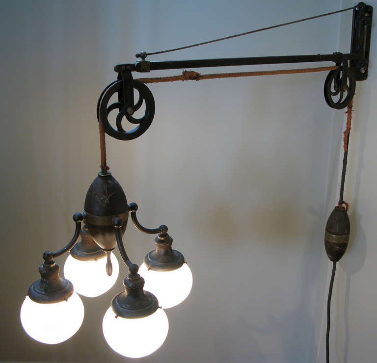 Outstanding Antique Industrial Adjustable Telescoping Lamp In Excellent Condition In Hudson, NY