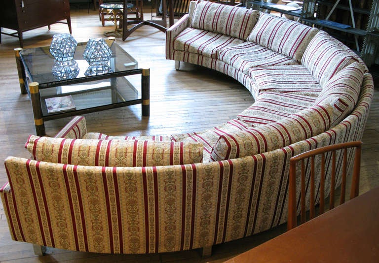 Semi Circular Curved Sectional Sofa by Milo Baughman In Good Condition In Hudson, NY
