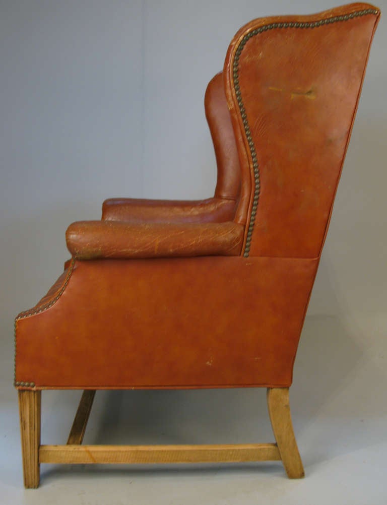 Vintage Tufted Leather Wing Chair 1