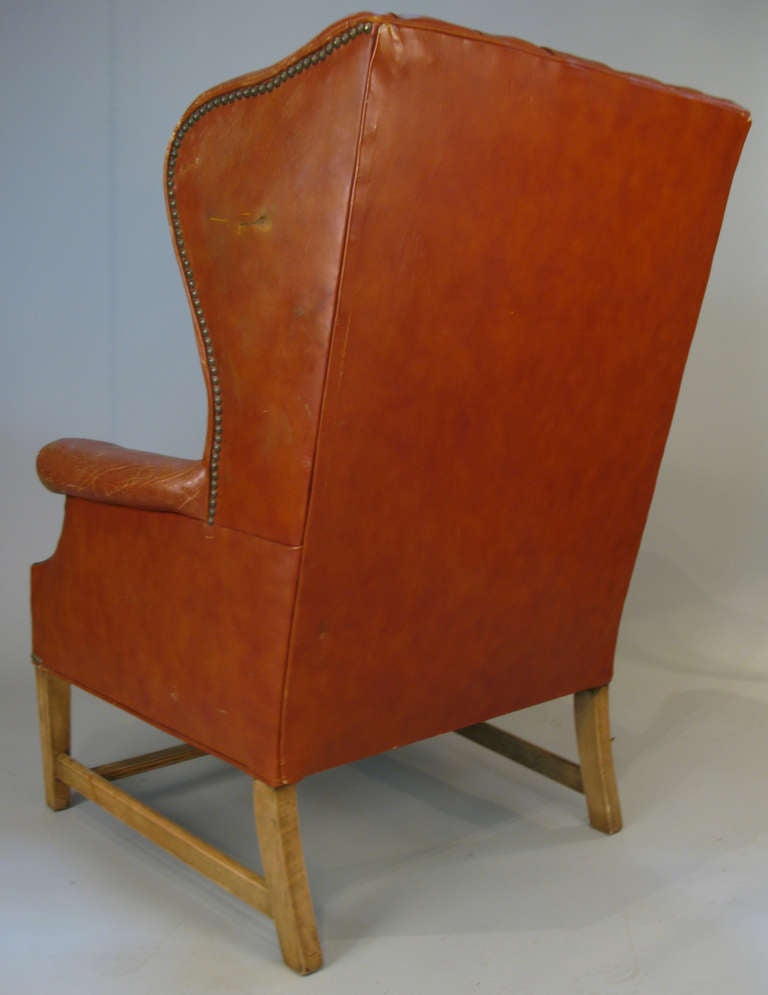 Vintage Tufted Leather Wing Chair 2