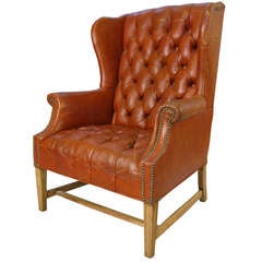 Vintage Tufted Leather Wing Chair