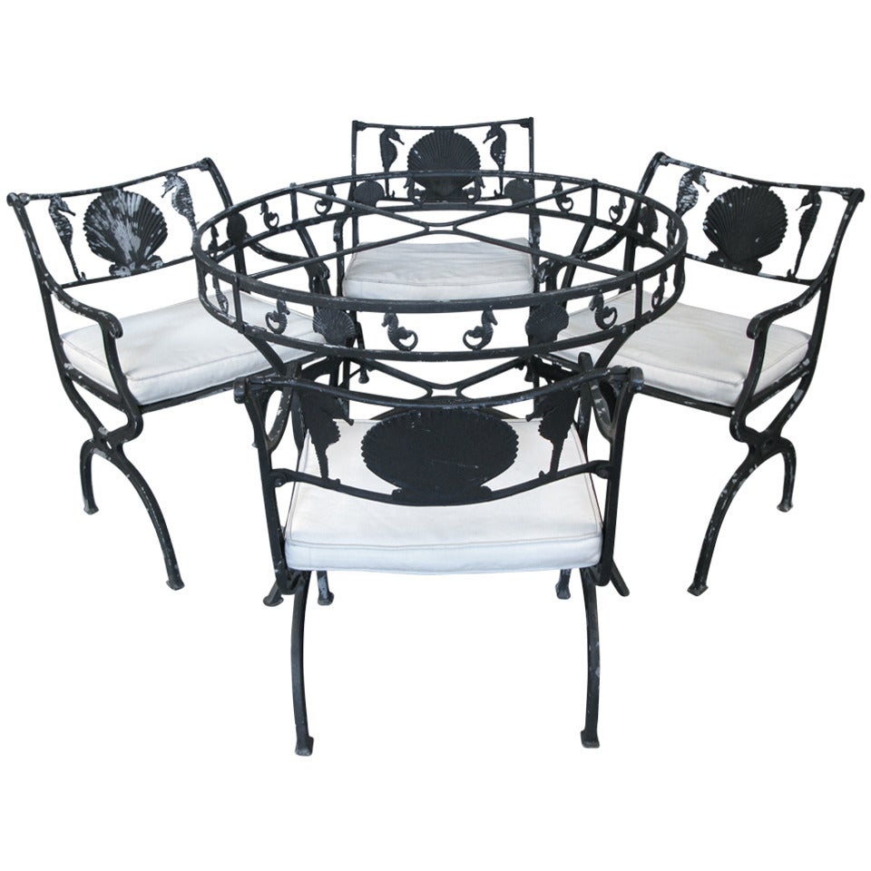 1950's Seashell and Seahorse Garden Dining Table and Chairs at 1stDibs ...