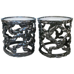 Pair of 'Iron Ribbon' 1970's Resin Tables