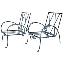 Pair of Iron Garden Lounge Chairs by Salterini