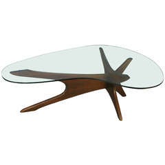 Classic Walnut & Glass Cocktail Table by Adrian Pearsall