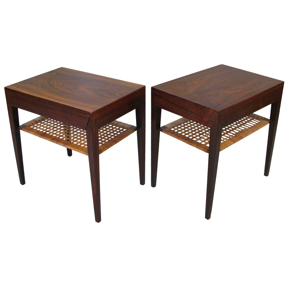 Pair of Elegant Rosewood Nightstands by Severin Hansen